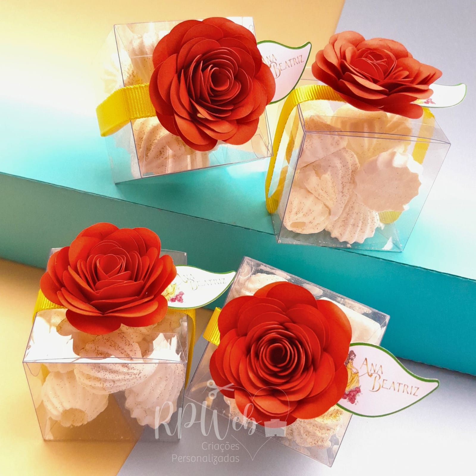 Caixa Acetato 5x5 c/flor - Imagem 2